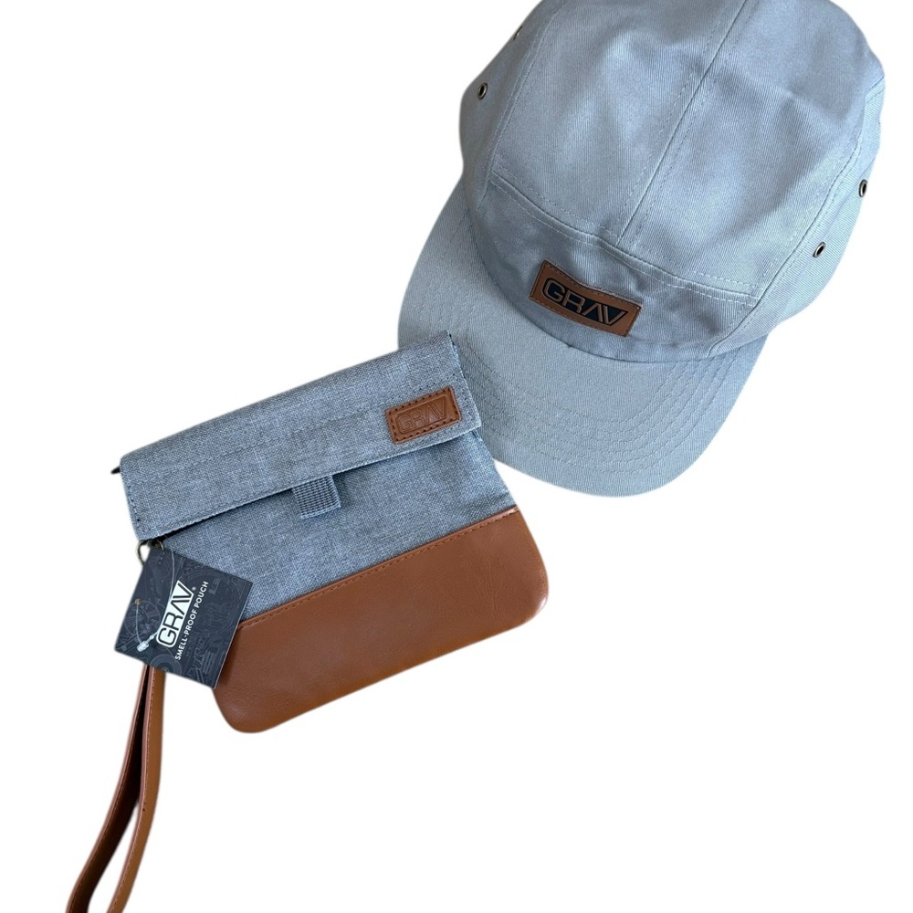 Gray and Brown Bag (smell proof) and Cap Set - Picture 4 of 7